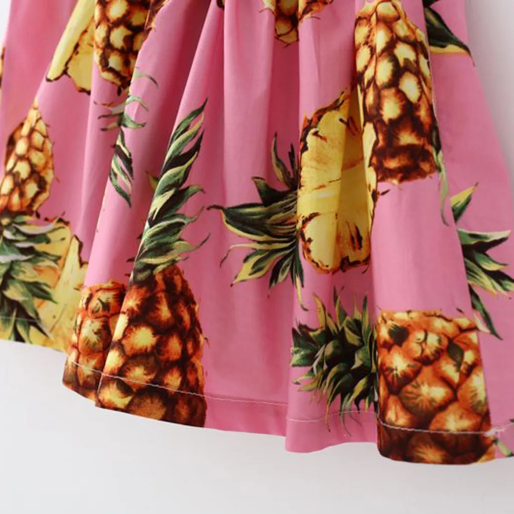 Летнее платье без рукавов с круглым вырезом и бантом для маленьких девочек