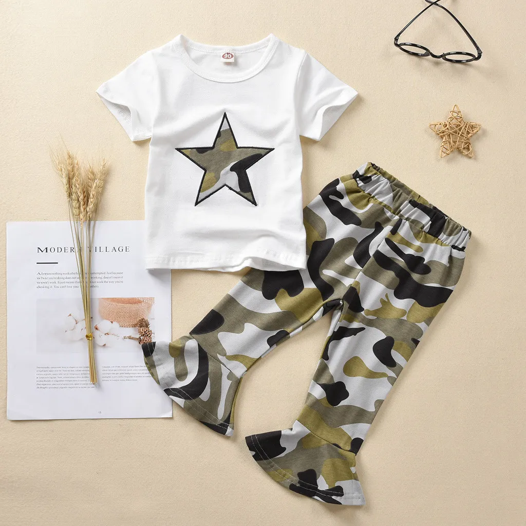 SAGACE/длинные камуфляжные штаны для маленьких девочек комплекты из 2 предметов