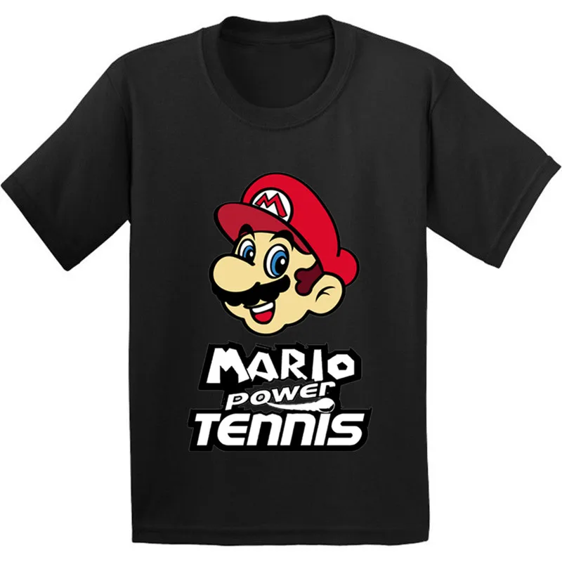 Детская Хлопковая футболка с рисунком Супер Марио и силы тенниса забавная одежда
