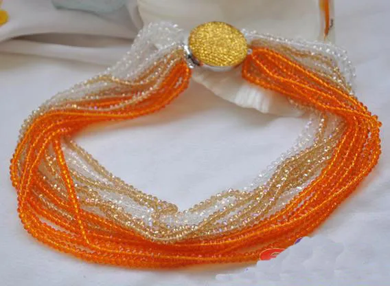 Идеальный ручной удачи Jewellery 15 строк 18 дюймов 4 мм желтый ясно граненые