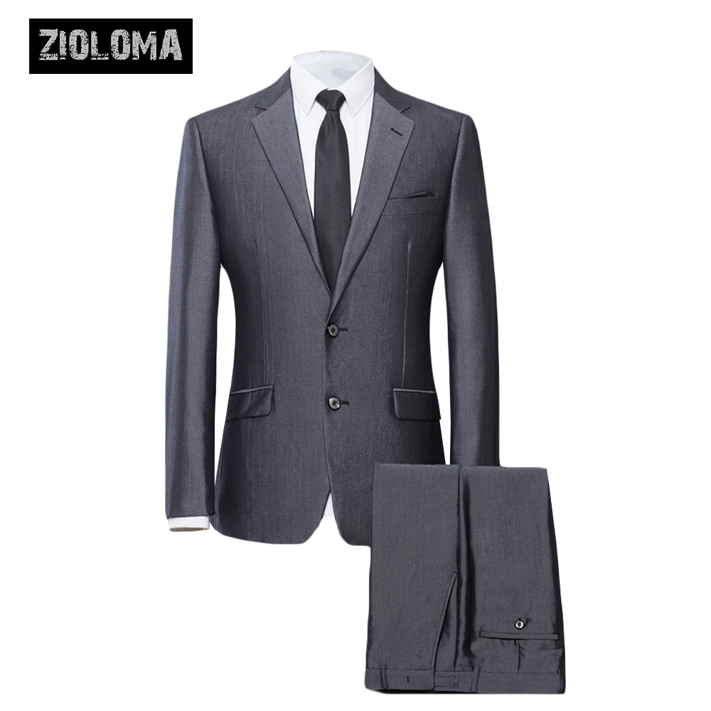 ZIOLOMA Мужская шаль с отворотом 2 шт. мужской костюм Slim Fit Две кнопки - Цена: 