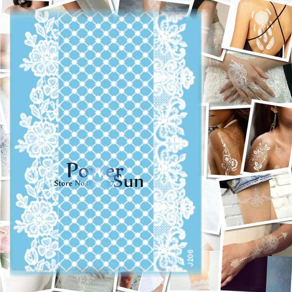 1 шт. сексуальный женский боди арт тату из белой хны кружевные цветы ювелирные