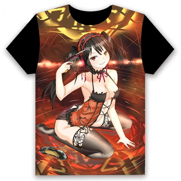 Модная мужская футболка аниме Дата живой Yatogami Tohka Tokisaki Kurumi Косплей Izayoi Miku короткий рукав черная футболка на заказ - Цвет: 9