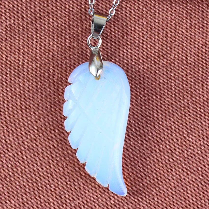 

Trendy-beads Ethnic Style Silver Plated Wing of Angel Pendant For Christmas Opalite Opal Jewelry