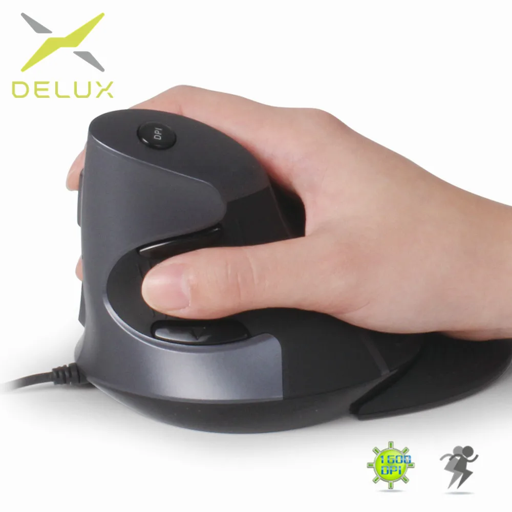 Мышь Вертикальная оптическая Delux M618 6 кнопок 1600 DPI|vertical mouse|mouse buttons6 buttons |