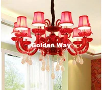 free shipping crystal chandelier lighting modern red color lustres de cristal lamp for dining living room indoor decoration lamp