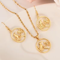 dubai india africa tobago bird sets goldpendant necklace drop ear ring earrings jewelry set for women wedding bijoux gifts