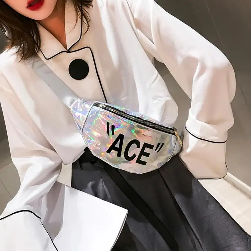 Голографическая поясная сумка для женщин лазерная почтальона Сумки из