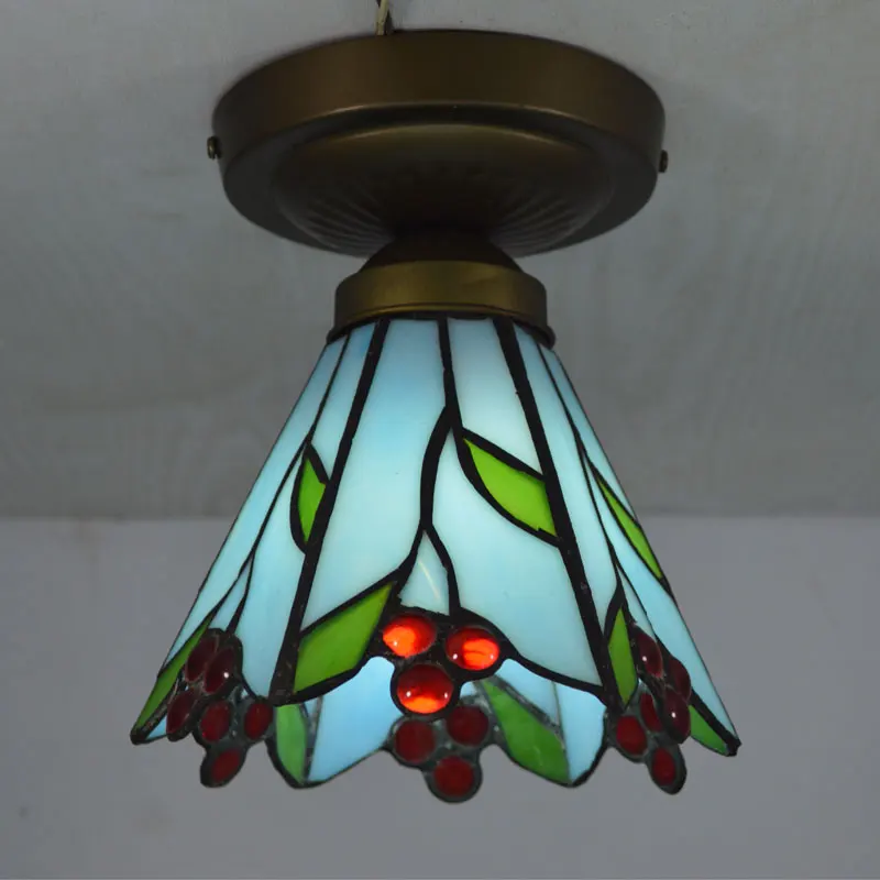 Тиффани Небольшой потолочный светильник абажур из витражного стекла Кантри