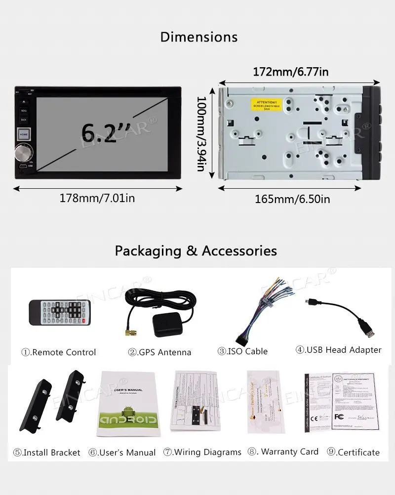 6.2 'ƈDin Android 7.1 стерео приемник Bluetooth GPS навигации wi fi просмотр веб страниц