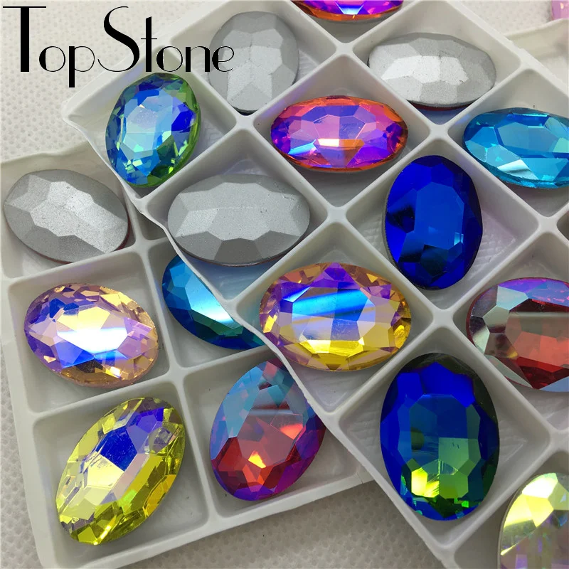 Смешанные цвета AB овальные заостренные Стразы стеклянные кристаллы без