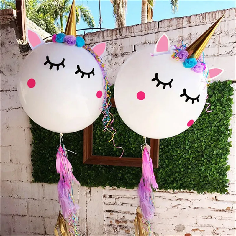 1 set Handcraft Unicorn Party Balloons &ampAccessories 36inch Latex Balloon DIY Mask Eyes Stickers Kids Birthday Supplies | Дом и сад