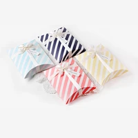 20pcs new colorful pillow scarf box ribbon bow present pouch kraft paper box wedding favors gift boxes wedding party supply
