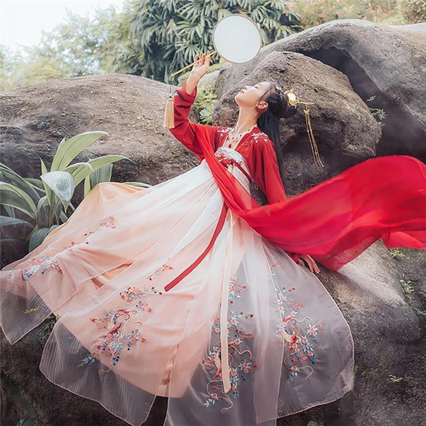 Hanfu древний китайский костюм, платье Koi, традиционная китайская одежда для женщин, сказочный дизайн, Стильные повседневные праздничные наряды для танцев