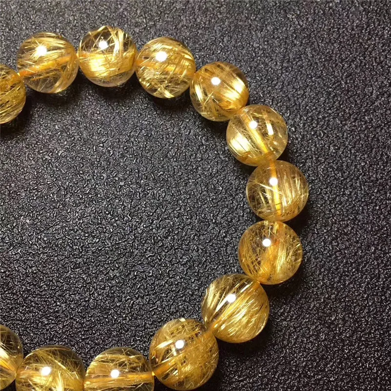 Браслет из натурального золота 11 8 мм Rutilated титана кварца для женщин мужчин