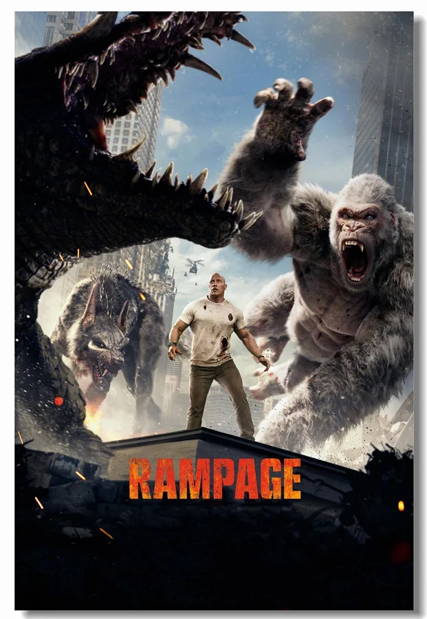 Пользовательские холст стены искусства Дуэйн Джонсон плакат Rampage настенные