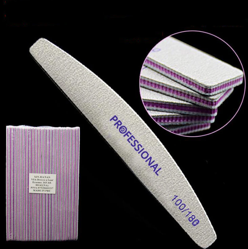 

100/180 GRIT Pro Nail Files - 25Pcs Nail File Double Sided Half Moon Nail File-Emery Board Cosmetic Manicure Pedicure Tools ,HG7