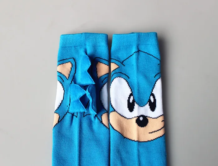 1 пар/лот личность пара носки Sonic зубная щётка мультфильм коттоновые Прошито