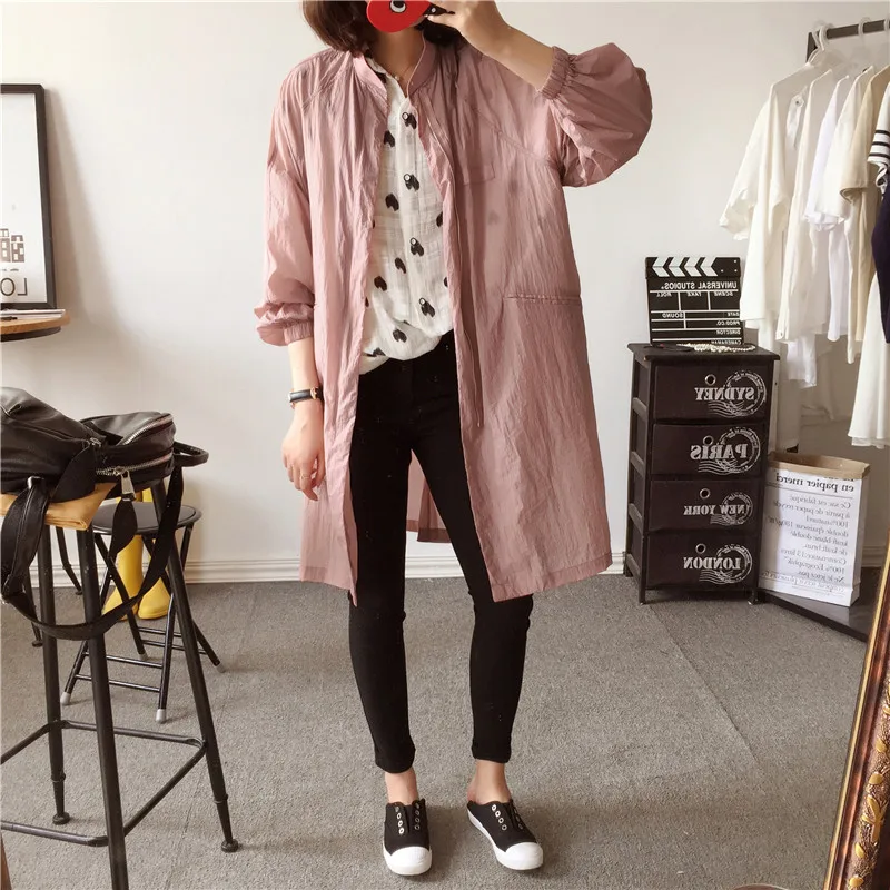 Солнцезащитный шифон бейсбольная форма воротник три четверти женские тренчи