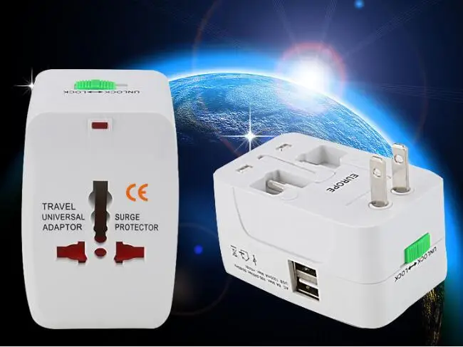 

Универсальный дорожный адаптер с двумя USB-портами, 100% медь, 30 шт.