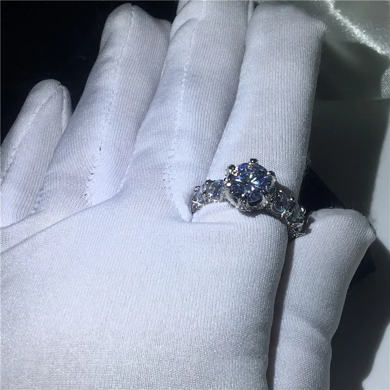 Винтажное кольцо обещания 3ct AAAAA Cz камень серебряного цвета обручальное для