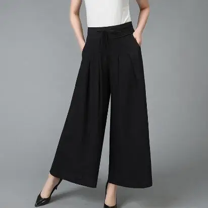 Pantalon/Новинка женские широкие брюки среднего возраста с эластичной резинкой на