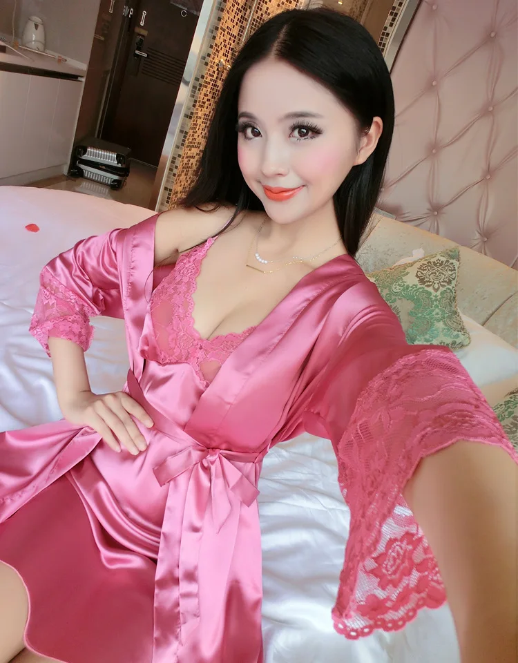 Комплект женской атласной одежды для сна шелковое нижнее белье сексуальные