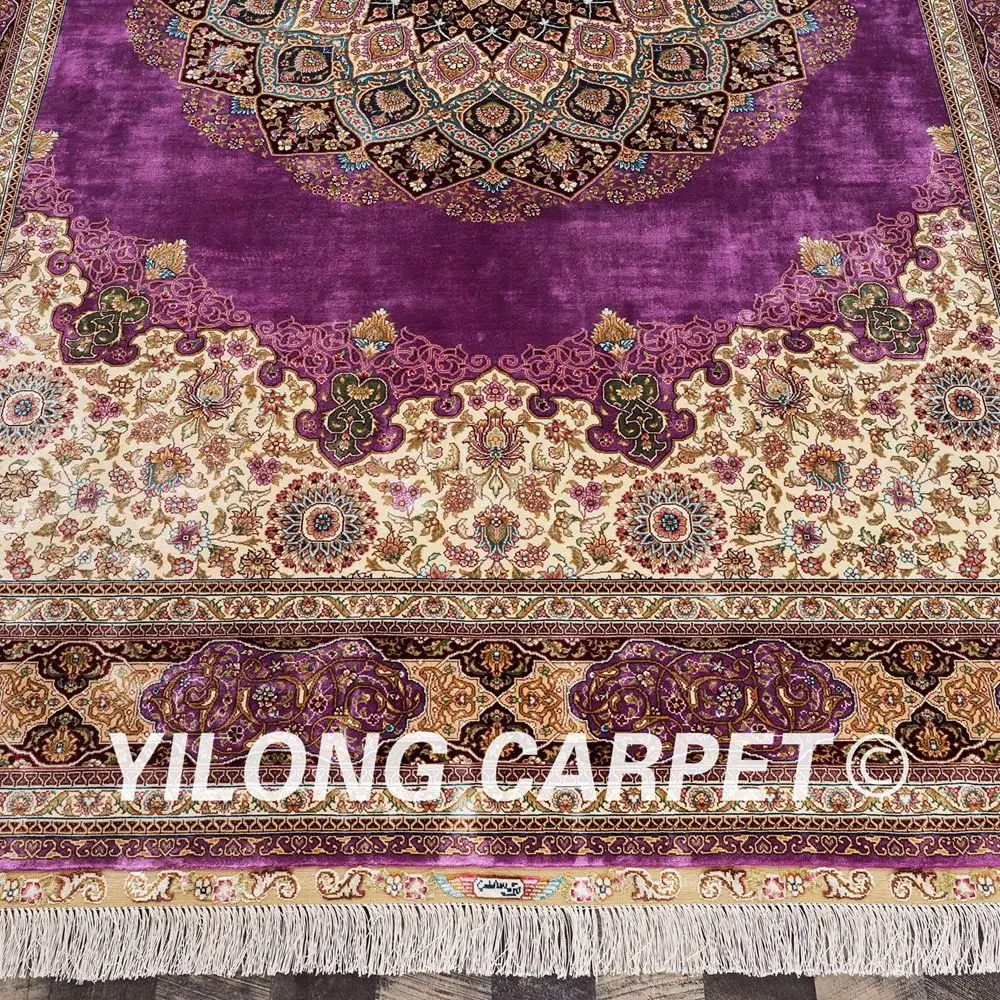 Yilong 6 'x 9' Vantage турецкие шелковые ковры фиолетовый ковер для спальни персидский