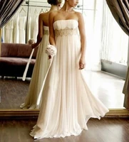 new design hot sale wedding dress empire vestidos chiffon casamento wedding gowns white ivory long wedding dresses