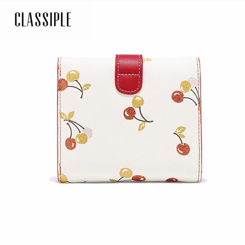 Модные короткие Для женщин кошелек женский с принтом вишня летняя сумочка деньги