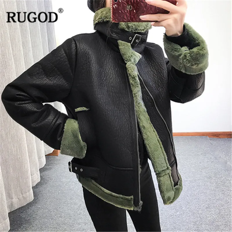 RUGOD мото Байкер кожа для женщин куртка пальто модные толстые теплая зимняя одежда