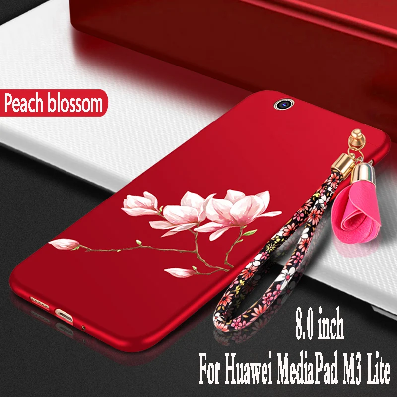 For Huawei mediapad m3 lite 8 case silicone 3D Flower funda protection phone Mediapad M3 CPN-W09 AL00 8.0&quot Cover |