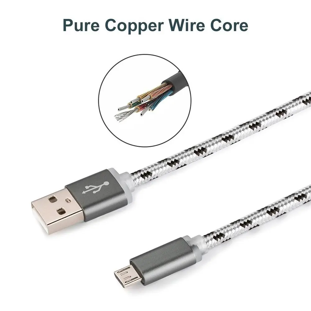 Короткое зарядное устройство 0 2 м 1 Micro USB в нейлоновой оплетке для Android быстрая