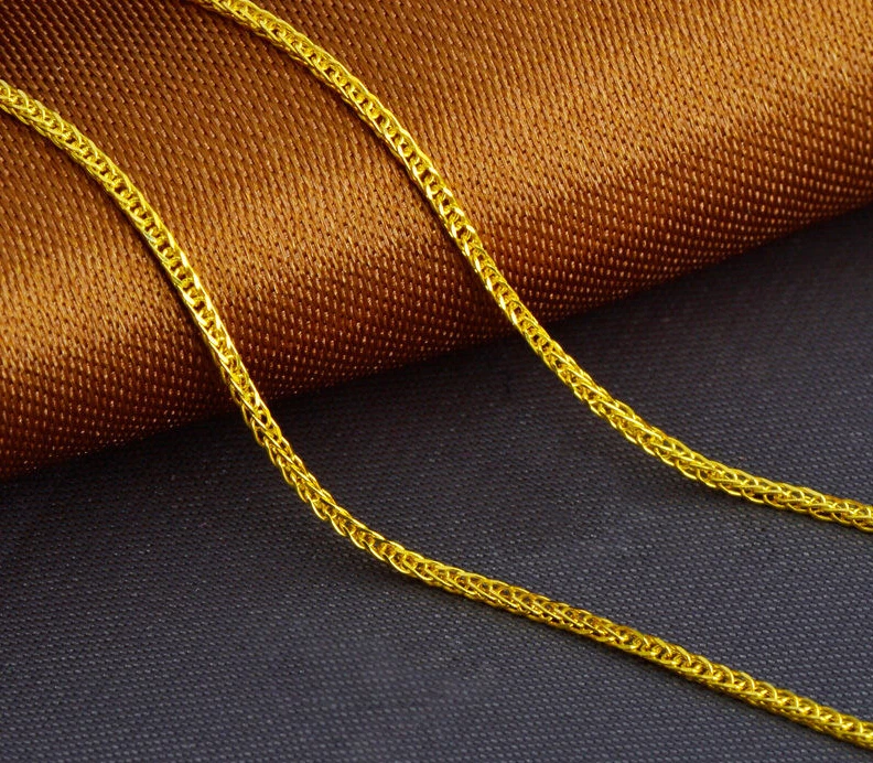 

Solid Yellow Gold Necklace / Men&Women Perfect Wheat Link Chain/ 1.7g