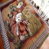 bear shabby chic vintage leisure blanket coarse cotton bed cover sofa towel living room bedroom felts tapestry carpet 130x160 cm