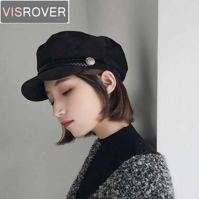 VISROVER новые зимние шапки для женщин, однотонные хлопковые шапки в стиле милитари для девушек, женские дизайнерские кепки, Теплые повседневные Высококачественные шапки