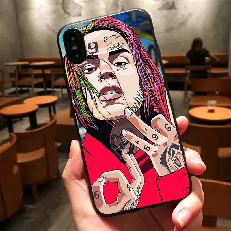 6ix9ine Tekashi69 черный мягкий силиконовый чехол для телефона iPhone 8 7 6 plus X Xr Xs xsmax 5 Триппи