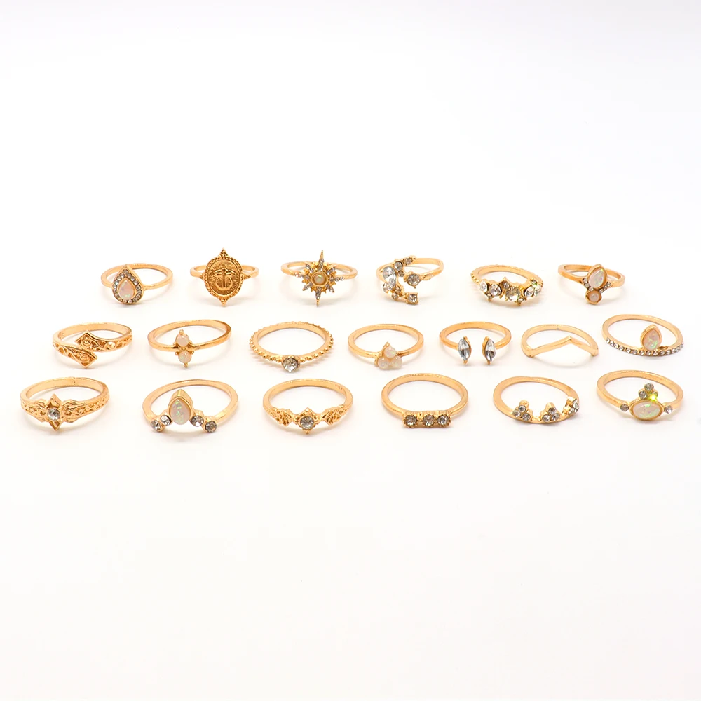 19 шт./компл. женские туфли в стиле ретро кольца форме капли воды анис Звезда Луна с