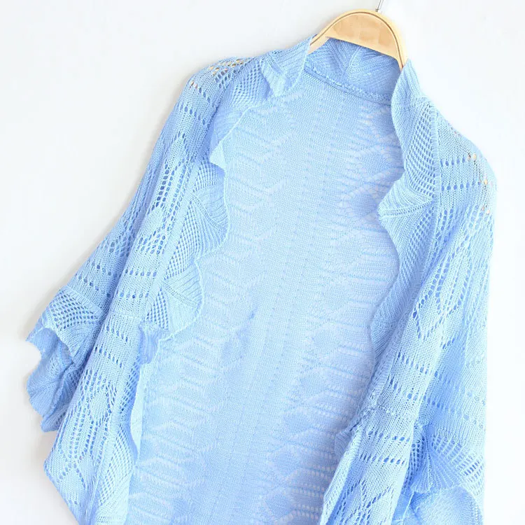 picture color Summer women's cardigan hollow-out thin knit loose bat sleeve air conditioner shirt suntan shirt small cape cardigan jacket - Цвет: picture color