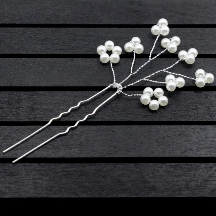 Заколки для волос с искусственным жемчугом и кристаллами ручной