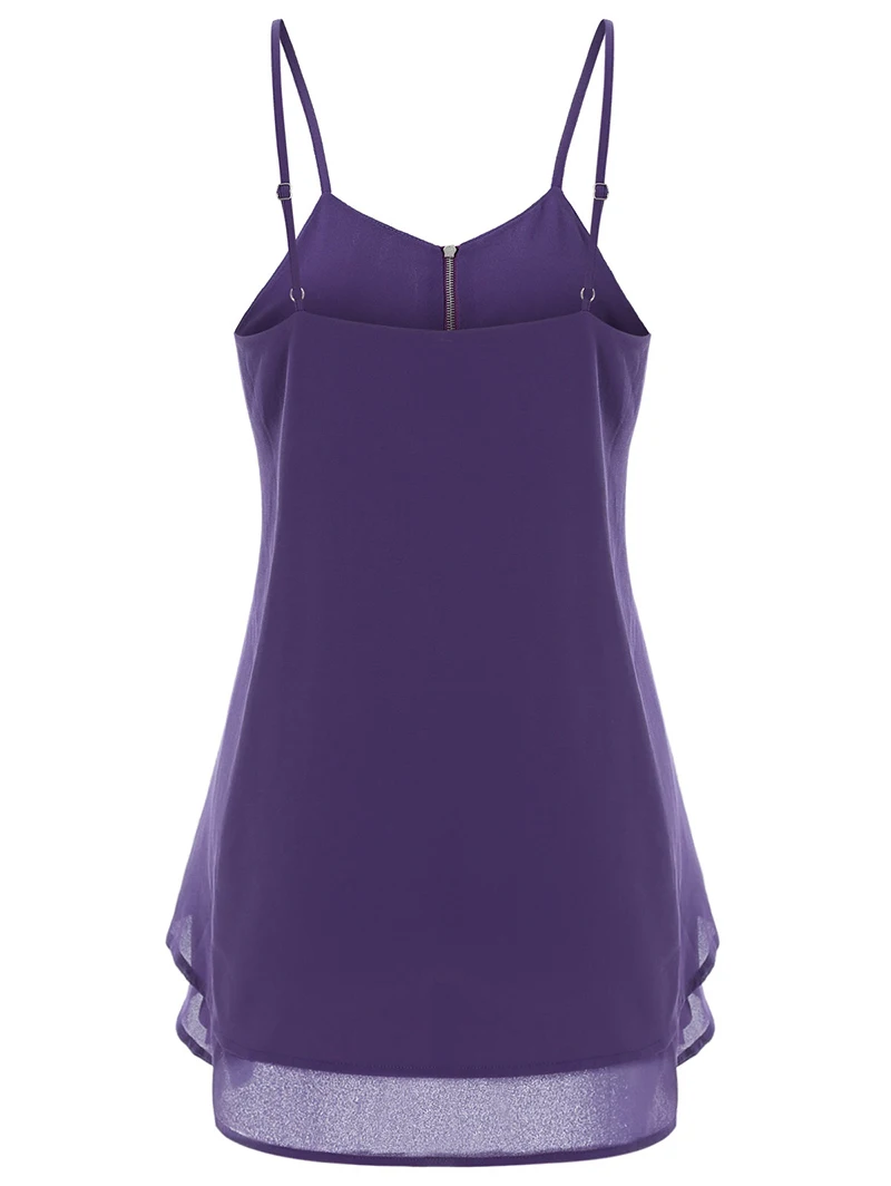 PlusMiss Plus Size 5XL Front Zipper Spaghetti Strap Cami Tops Women Summer Chiffon Beach Loose Camisole Vest Big XXXXL XXXL | Женская