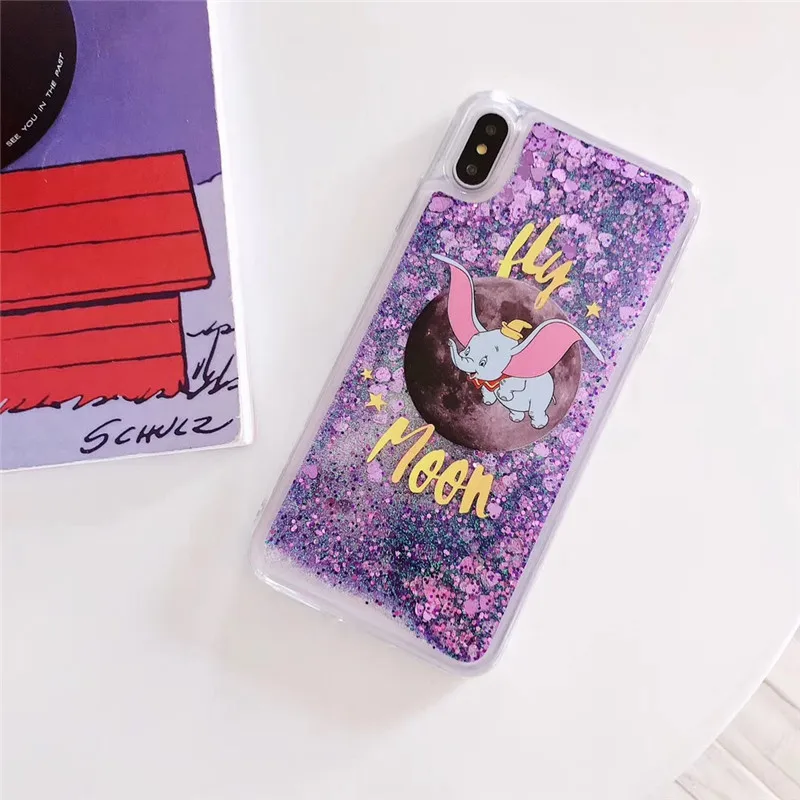 Мультфильм Луна слон Дамбо Жидкий чехол для samsung A50 A30 A10 M20 M10 J3 J4 J6 J8 A6 A7 A8 A9 S10 Lite S9 S8 плюс S7 край