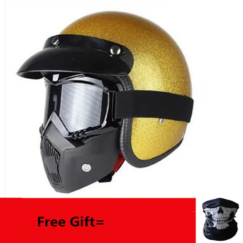 New arrival helmets open face 3/4 helmet personalized mens womens vintage retro motorcycle cascos de motociclistas helmets gold - Цвет: shine gold