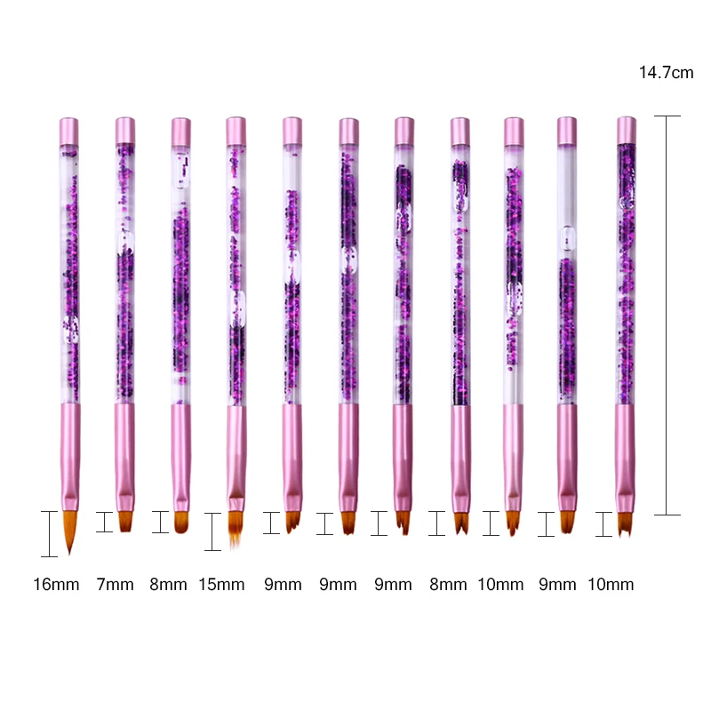 Градиентная французская кисть для разрисовывания ногтей фиолетовая плавающая