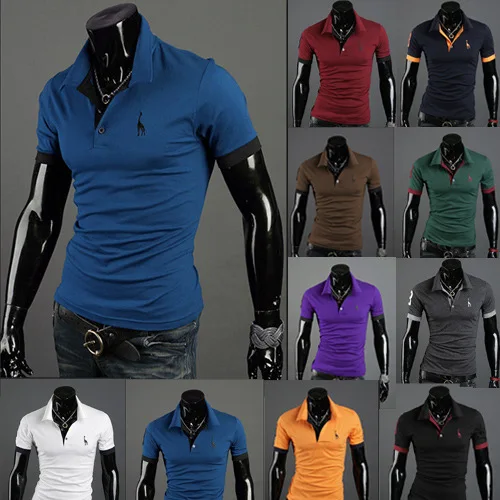 Embroidered short T-shirt Foreign trade wholesale Slim short-sleeved polo shirt Men's bottoming Clothes hot personality | Мужская
