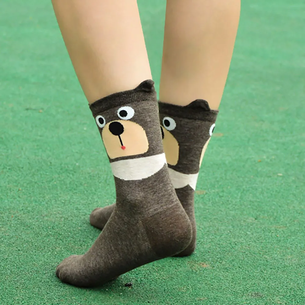 Женские милые носки с изображением животных забавные принтом Harajuku Meias femininas de algodao