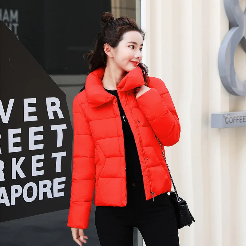 

2019 new winter coat women short section thick cotton jacket slim chic down cotton pad Korean version of the bread jacket