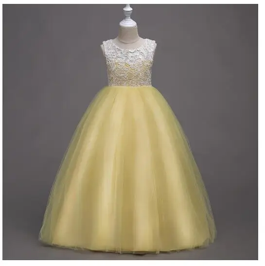 Девушки с длинным торжественное платье 2017 без рукавов Кружево тонкий принцесса