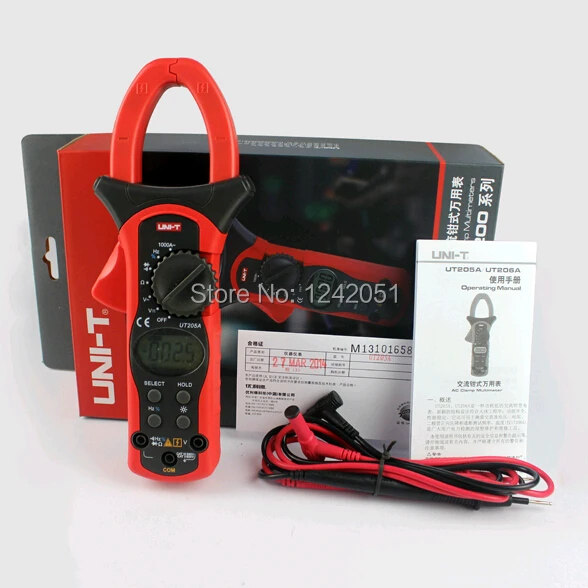 UT205 авто начиная AC DC Туре RMS Авто/ручной ряд цифровой ручной клещи мультиметр