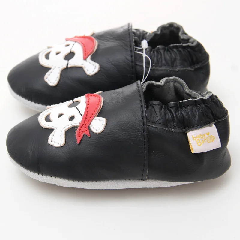Кожаные туфли для новорожденных Мокасины тапочки мальчиков обувь малышей черные